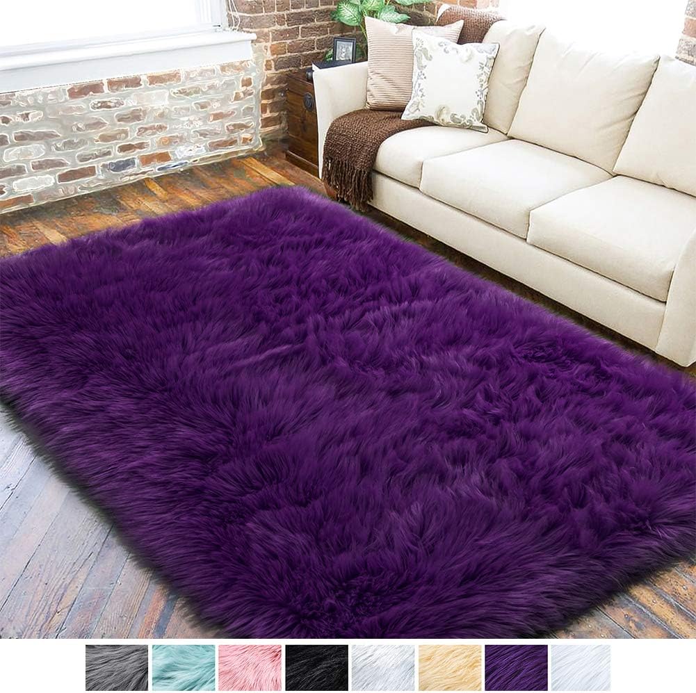 Thicken Faux Fur Rugs Plush Carpet area rug options of 4 colors 3 sizes