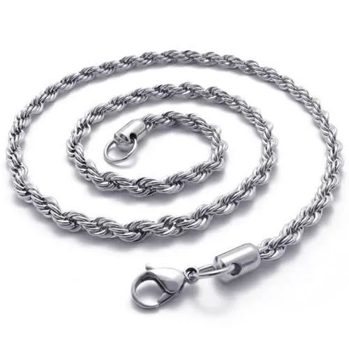 [SB06-16''] 2.4mm 16"-36" silver stainless steel rope necklace chain code:sb06 tx local seller