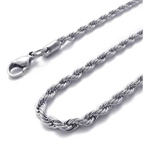 [SB07-16''] 4mm 16"-40" silver stainless steel rope necklace chain code sb07 tx local seller