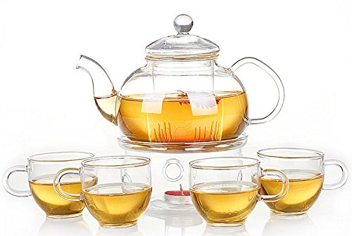 Teapot with infuser + warmer and 4 cups