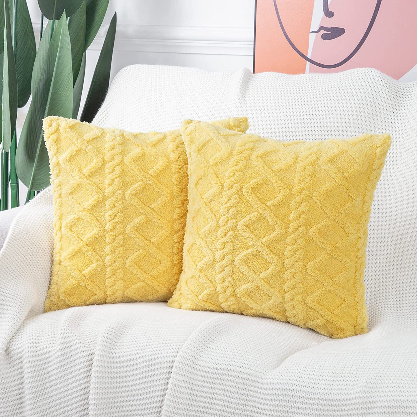 18x18 white 2-piece pillow cover set by fancy & stacy