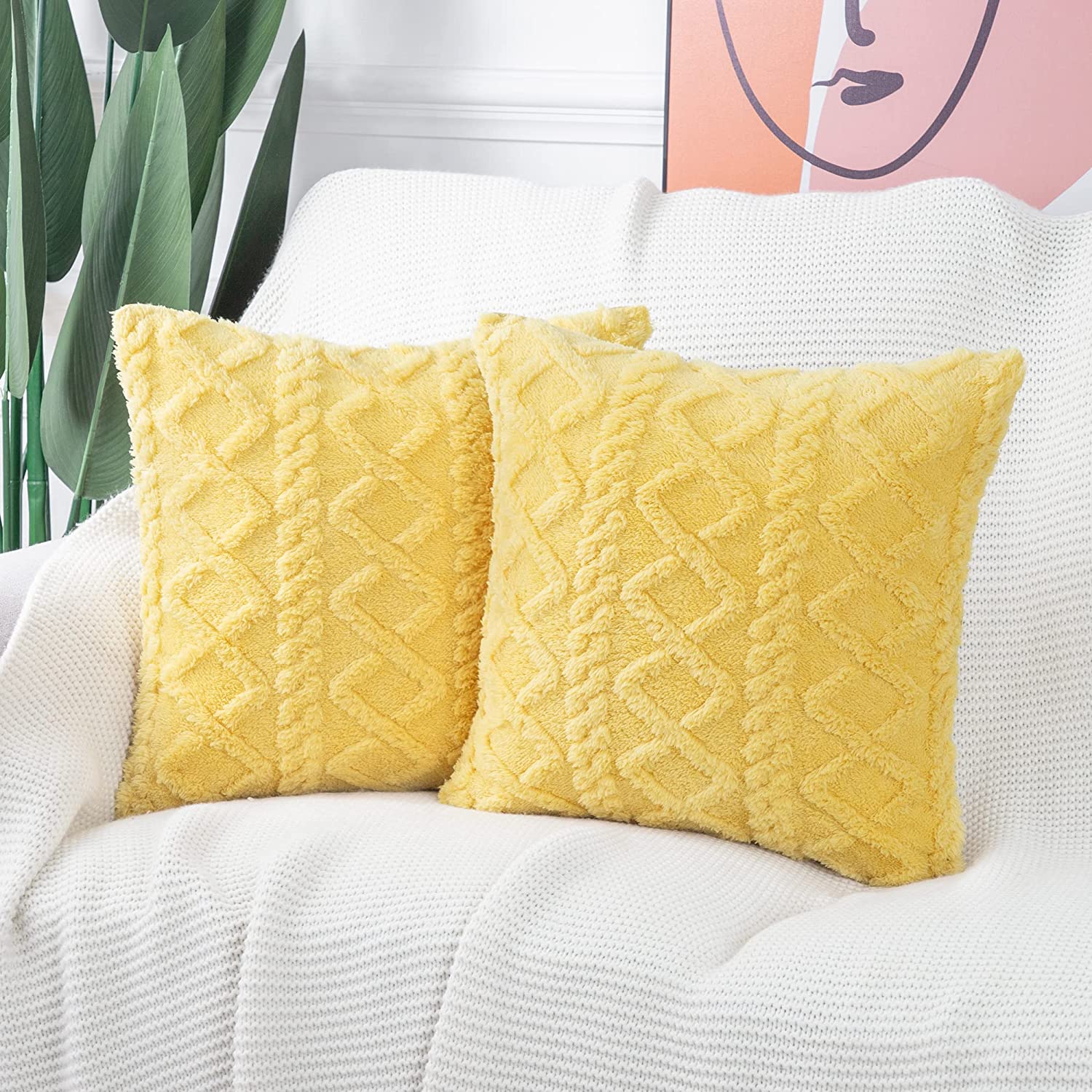 18x18 white 2-piece pillow cover set by fancy & stacy