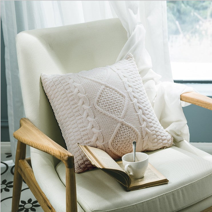 Knitted throw pillow cover by fancy & stacy home decor