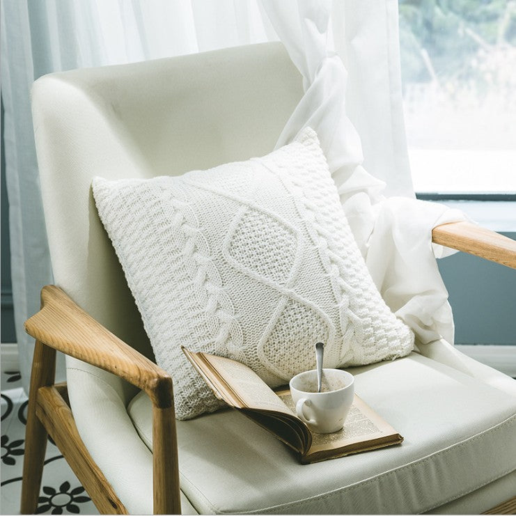 Knitted throw pillow cover by fancy & stacy home decor